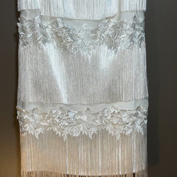 Badgley Mischka Tiered Fringe Cocktail Flapper Dress - Picture 4 of 8